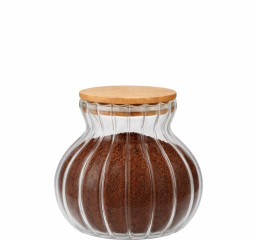 POTE DE VID.BORO.900ML 15,5CM C/TPA BAMBU MR324